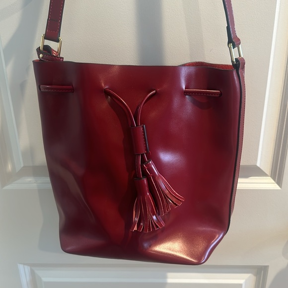 Red Leather Bucket Bag - Picture 1 of 4